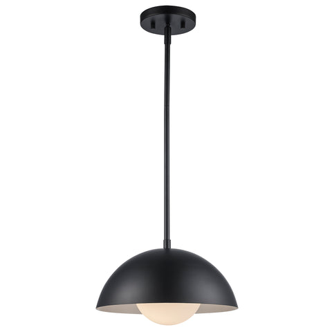 Maureen 12" Dome Globe Pendant Lamp in Black + White - Midcentury Modern Lighting by Practical Props