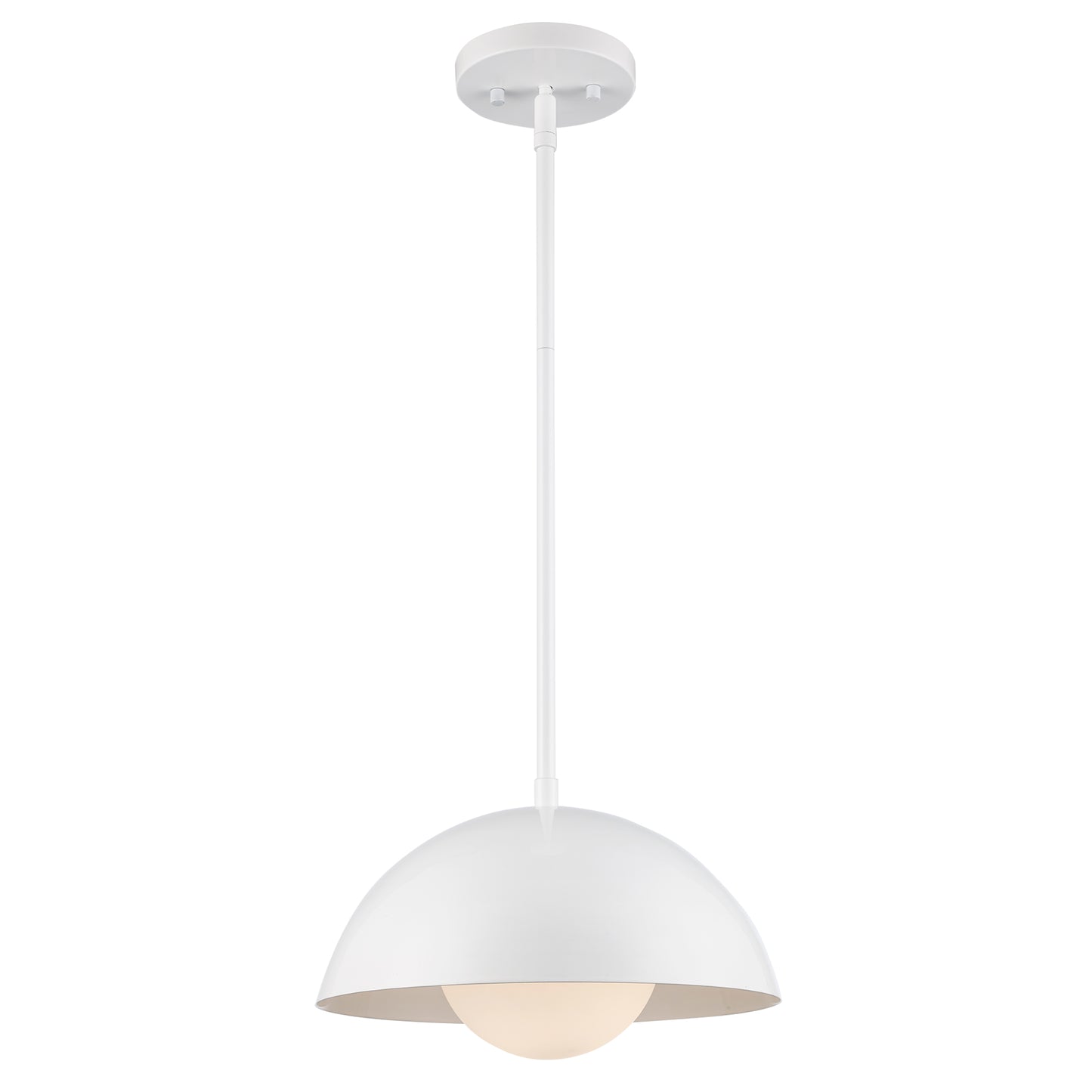 Maureen 12" Dome Globe Pendant Lamp in Black + White - Midcentury Modern Lighting by Practical Props