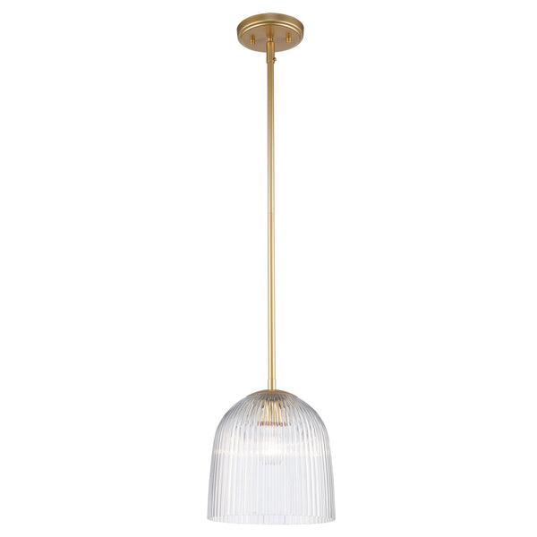 Meadow Ribbed Clear Glass Dome Pendant