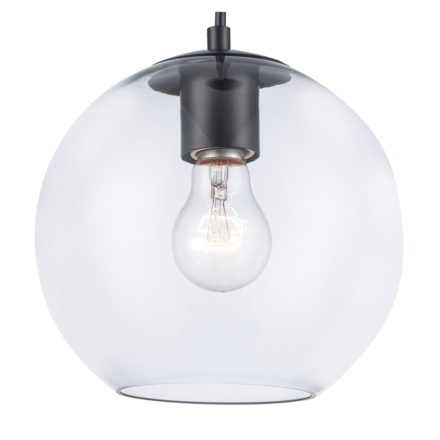 Luther 8" Clear Glass Modern Globe Pendant in Black or Brushed Nickel 