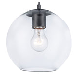 Luther 8" Clear Glass Modern Globe Pendant in Black or Brushed Nickel 