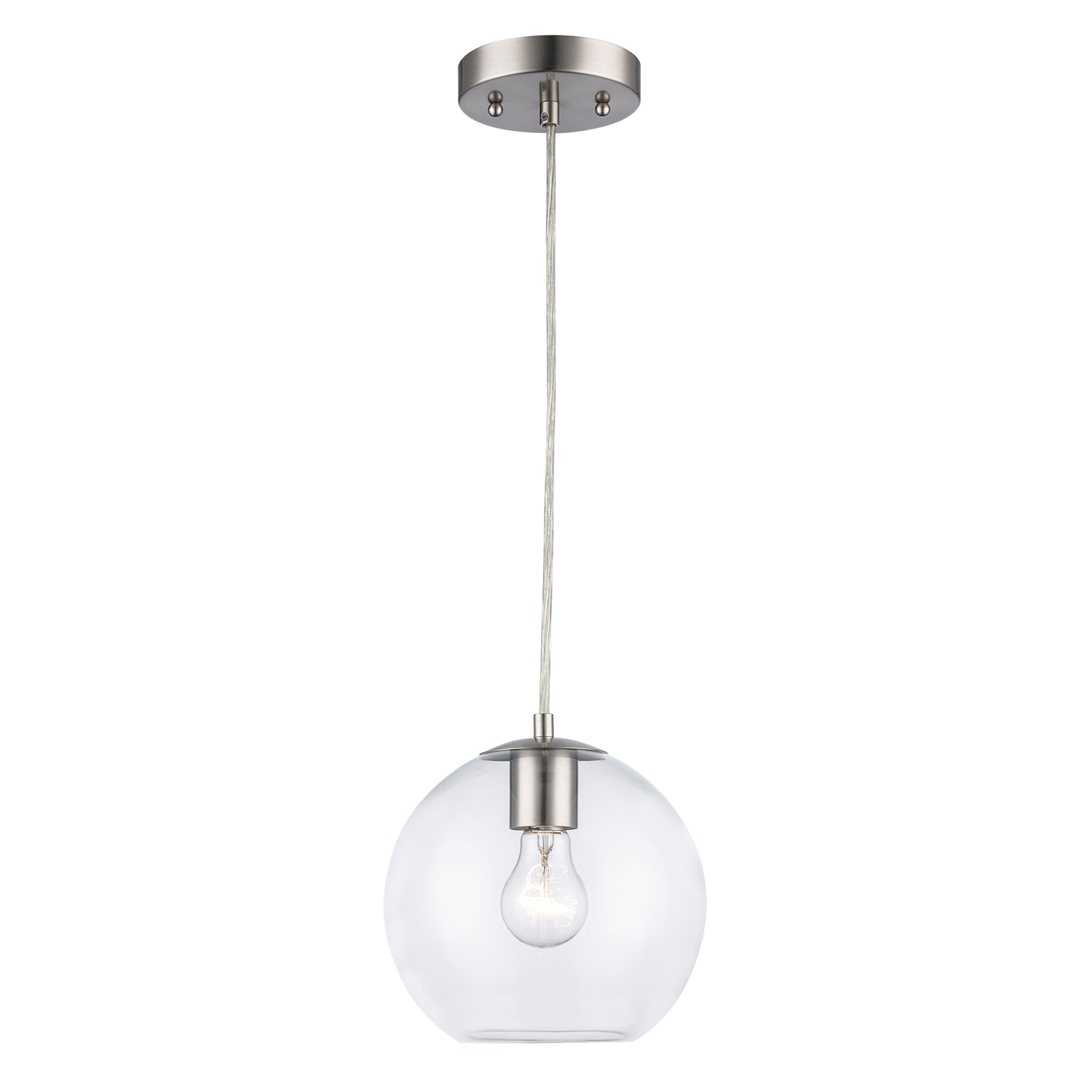 Luther 8" Clear Glass Modern Globe Pendant in Black or Brushed Nickel 