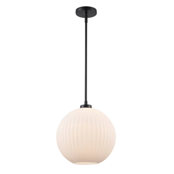Skyline 12" Ribbed Glass Globe Pendant