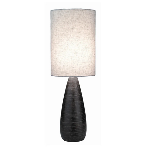 Quatro Modern Textured Table Lamp with Linen Drum Shade by Lite Source