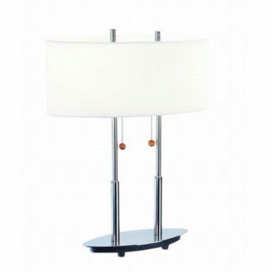 Bliss Modern Steel 2-light Oval Desk Lamp with White Linen Shade