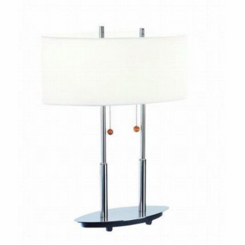 Bliss Modern Steel 2-light Oval Desk Lamp with White Linen Shade