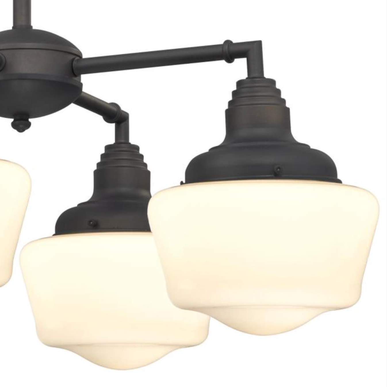 Scholar 4-Light Semi-Flush Mount / Chandelier White Schoolhouse Glass Ceiling Light Fixture