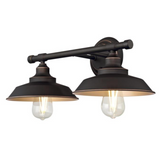 Iron Hill 2-Light Farmhouse Industrial China Hat Bronze + Gold Wall Sconce - Practical Props