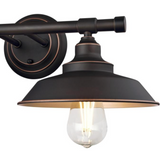 Iron Hill 2-Light Farmhouse Industrial China Hat Bronze + Gold Wall Sconce - Practical Props