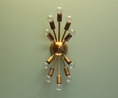 Midcentury Modern Sputnik Wall Sconce Light Raw Brass