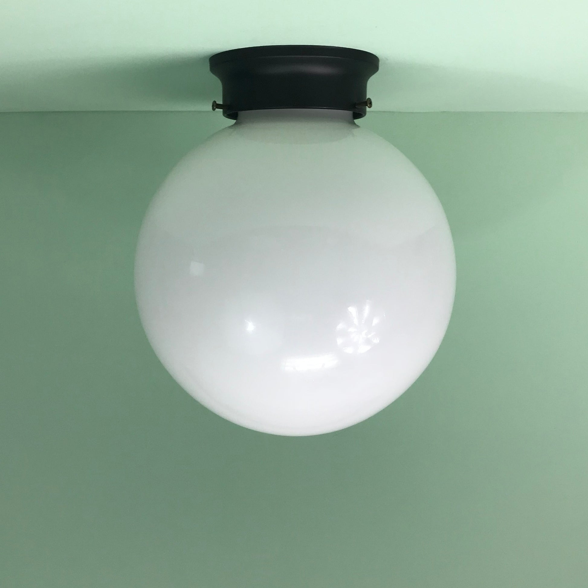 10" Opal Glass Flush Mount Globe with Matte Black Hardware