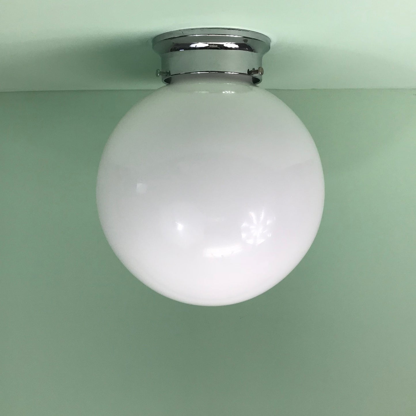 10" Opal Glass Flush Mount Globe with Chrome Hardware