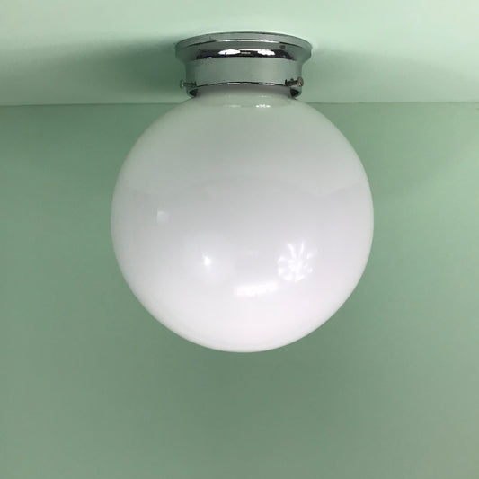 10" Opal Glass Flush Mount Globe with Chrome Hardware