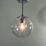 Mid Century Modern 10" Clear Glass Globe Pendant in Polished Chrome