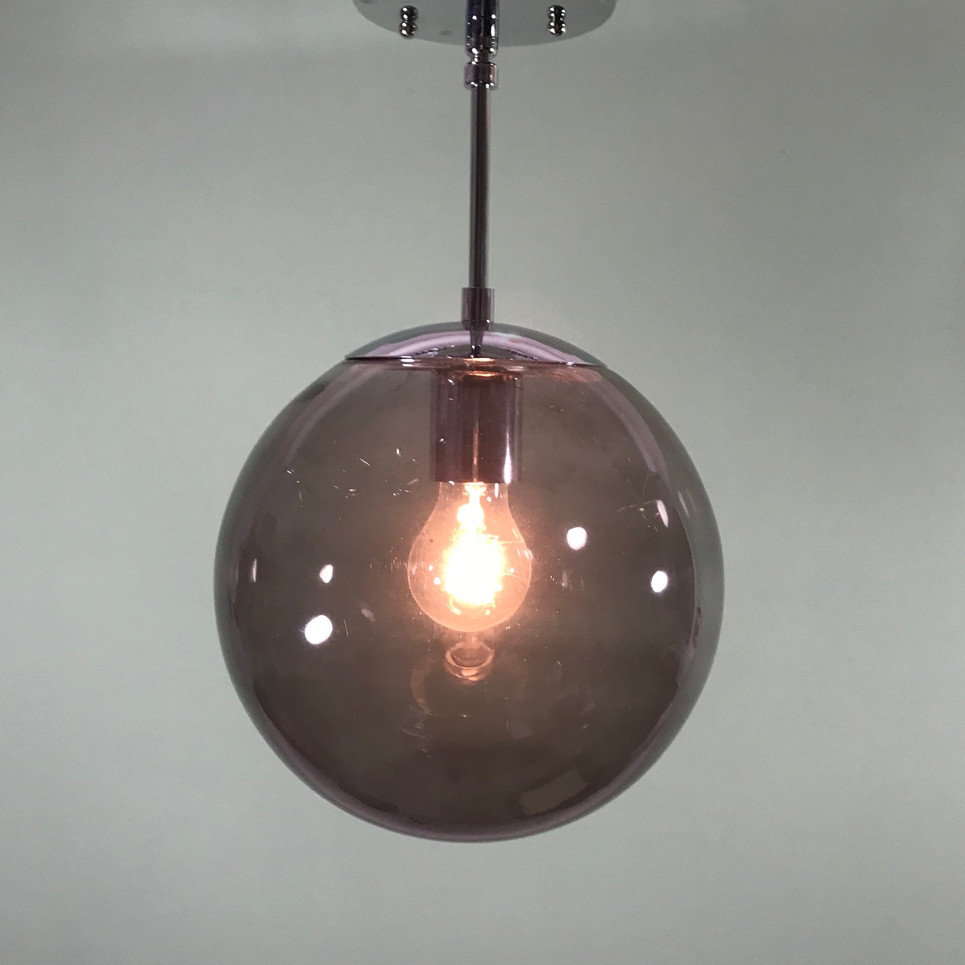 Retro 10" Smoked Glass Pendant in Polished Chrome