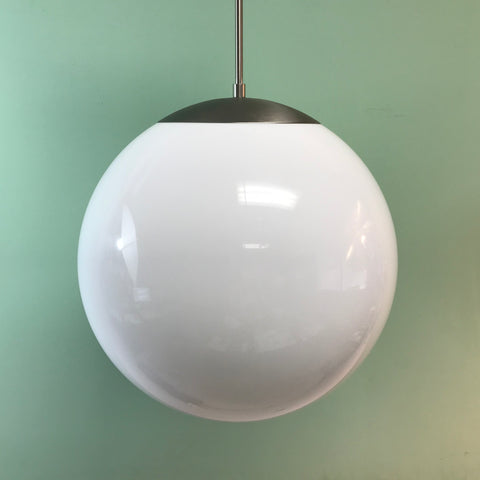 16" White Acrylic Globe Pendant Light by Practical Props