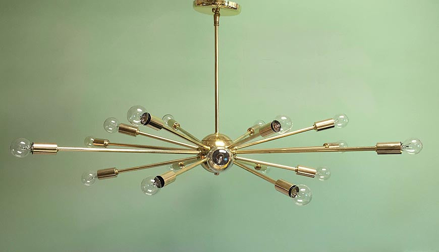 36" Classic Sputnik Chandelier Pendant Light Polished Brass
