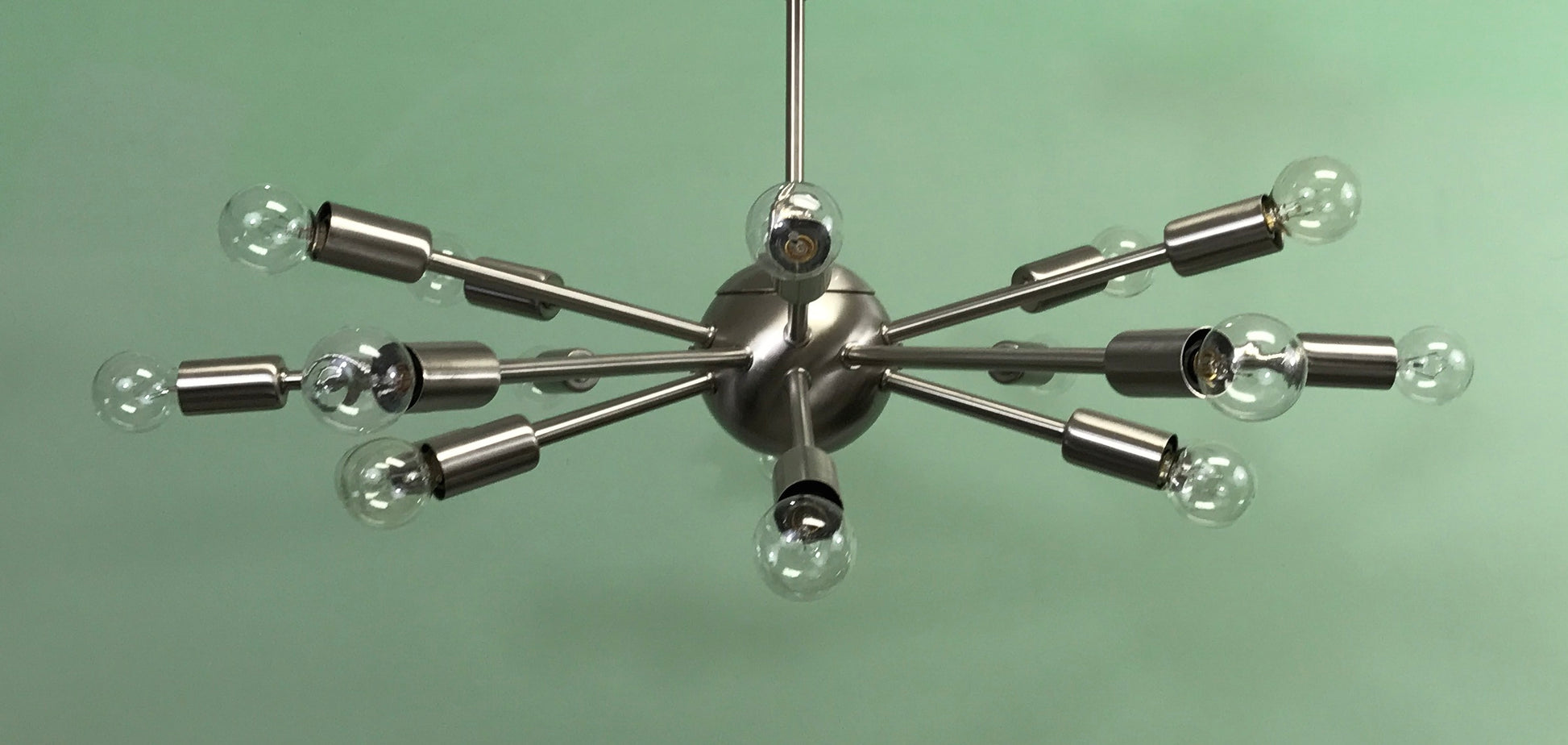 24" Classic Sputnik Chandelier Pendant Light Satin Nickel
