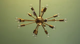 24" Midround Sputnik Chandelier Pendant Light Raw Brass