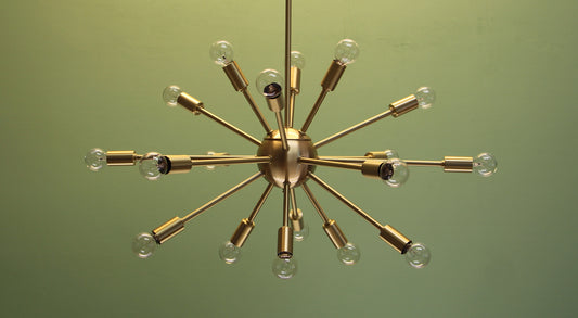 24" Midround Sputnik Chandelier Pendant Light Satin Brass