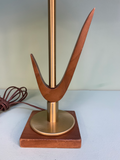 Vintage Handmade Midcentury Modern Wood & Brass Table Lamp