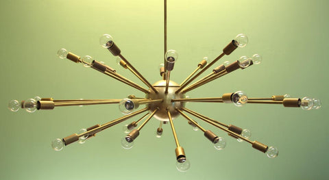 42" Sputnik Chandelier Midcentury Modern Pendant Raw Brass