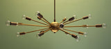 36" Classic Sputnik Chandelier Pendant Light Raw Brass