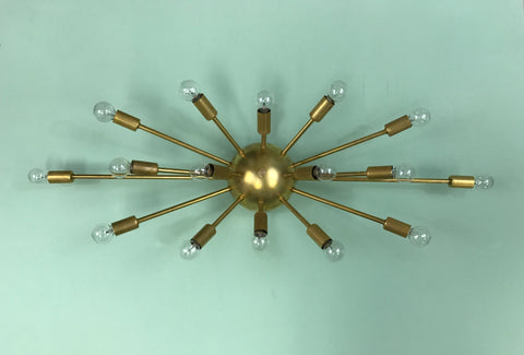 36" Sputnik Wall Sconce or Flush-Mount Ceiling Light by Practical Props in Raw Brass