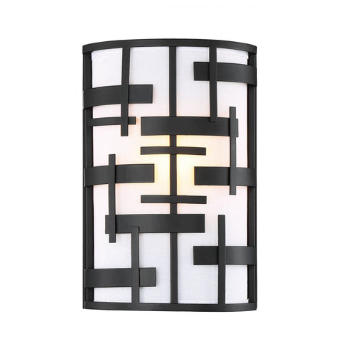 Lansing Geometric Retro Wall Sconce with Linen Shade by Nuvo Lighting