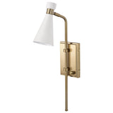 Prospect Adjustable Cone Wall Sconce - Matte White + Burnished Brass