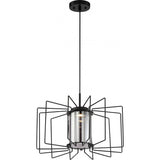 Wired LED Modern Cage Pendant by Nuvo Lighting  - Aged Bronze with Mirrored Glass
