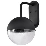 Exterior 10" LED Matte Black Glass Outdoor Globe Sconce - Clear Seeded Glass