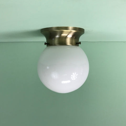 6" Mini Opal Glass Globe Flush Mount with Antique Bronze Hardware