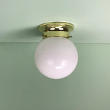 6" Mini Opal Glass Globe Flush Mount with Polished Brass Hardware