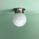 6" Mini Opal Glass Globe Flush Mount with Satin Nickel Hardware
