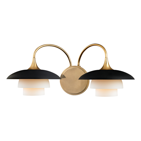 Barron Double Wall Sconce in Aged Brass by Hudson Valley