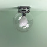 Modern 8" Clear Glass Globe Flush Mount Fixture with Chrome Hardware