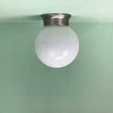 Retro 8" Opal Glass Globe Flush Mount Fixtures with Satin Nickel Hardware
