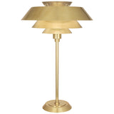 Pierce Tiered Metallic Pinhole Table Lamp with Saucer Shade by Robert Abbey in Brass