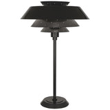 Pierce Tiered Metallic Pinhole Table Lamp with Saucer Shade by Robert Abbey in Black