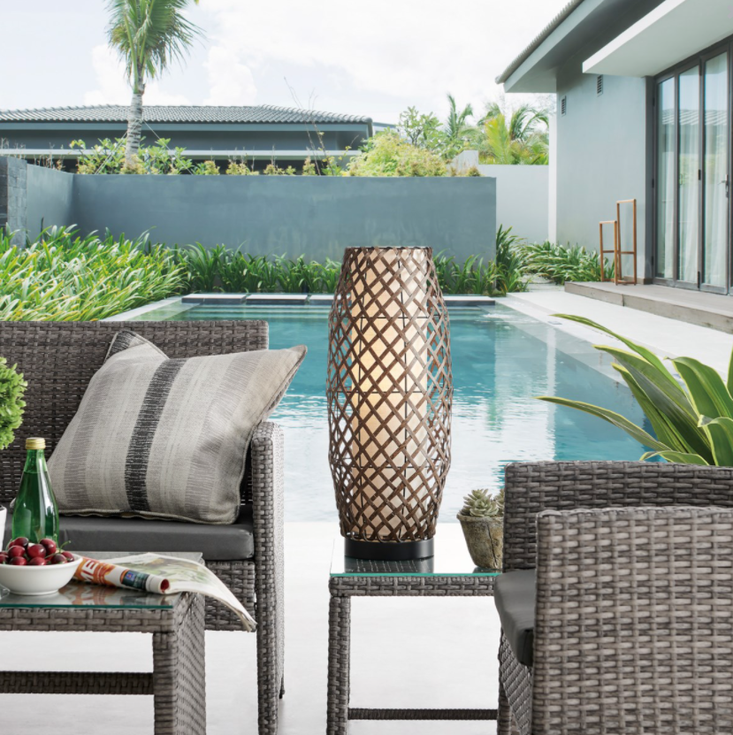 Baran Rattan Outdoor Wireless Table Lamp Practical Props