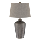Clayton Modern Ceramic Bronze Table Lamp with Gray Linen Shade