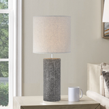 Dustin II Modern Ceramic Textured Table Lamp with Linen Shade by Lite Source 