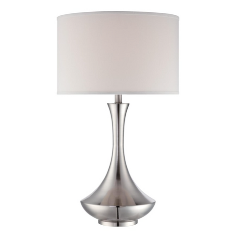 Elisio Large Polished Silver Bronze Table Lamp with Linen Shade by Lite Source