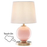 Eliza Rose Glass Round Modern Table Lamps with Linen Shades by Lite Source 
