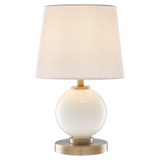 Eliza Opal Glass Round Modern Table Lamps with Linen Shades by Lite Source