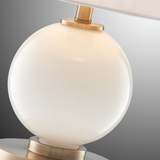 Eliza Opal Glass Round Modern Table Lamps with Linen Shades by Lite Source