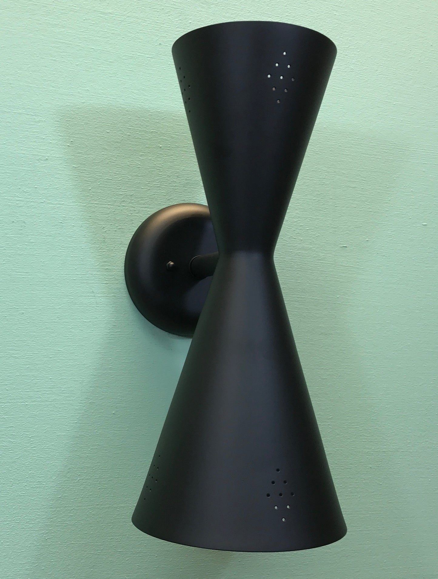 Midcentury Modern Bowtie Pinhole Dual Cone Wall Sconce Light Black