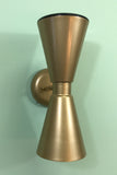 Exterior Dual Cone Wall Sconce Midcentury Modern Outdoor Light Fixture Gold