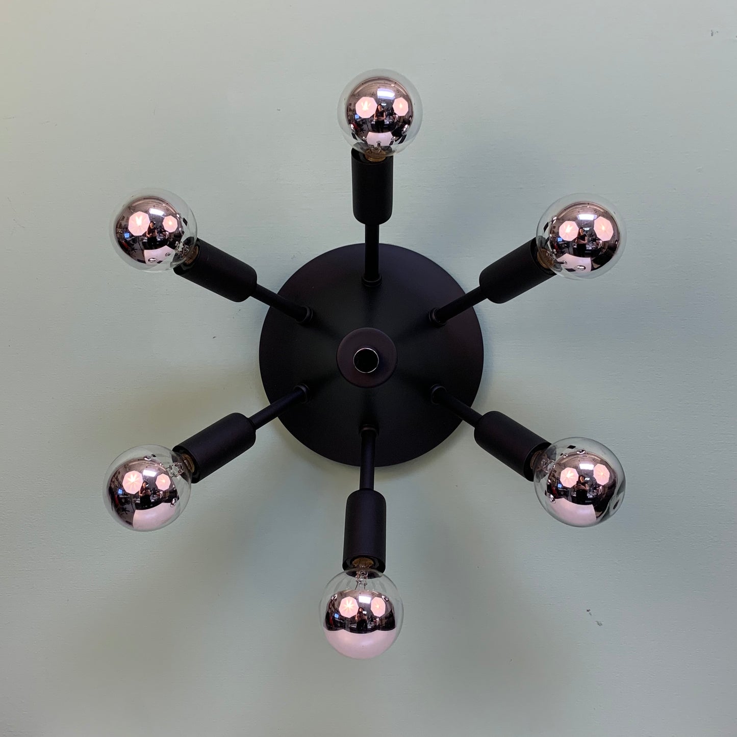 Grand Starlight Mid Century Modern Flush Mount Sputnik in Matte Black